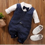 ROMPER TUXEDO STRIPE NAVY