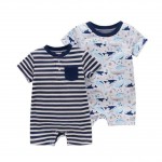 2IN1 ROMPER NAVY STRIPE WHALE